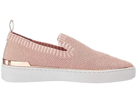 Michael Kors Skyler Metallic Knit Slip on SNEAKERS Rose Gold 